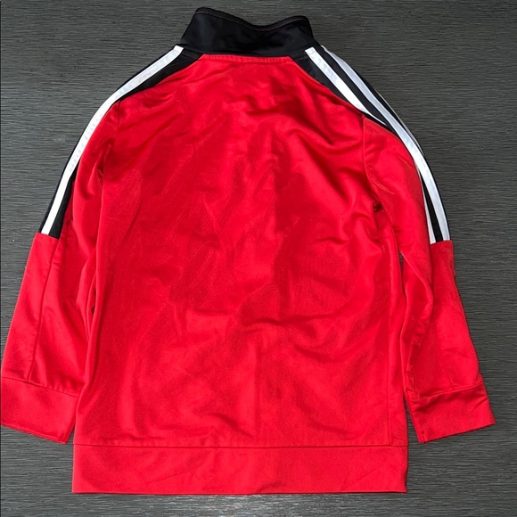 Adidas Red and Black Track Jacket Full Zip Up Size 7 - Picture 4 of 6
